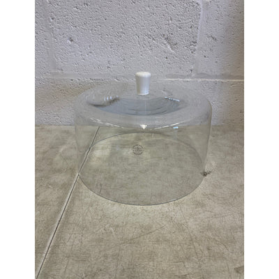 Barski Cake Dome Euorpean Quality Glass Large w Opal White Knob 11.5" Diameter