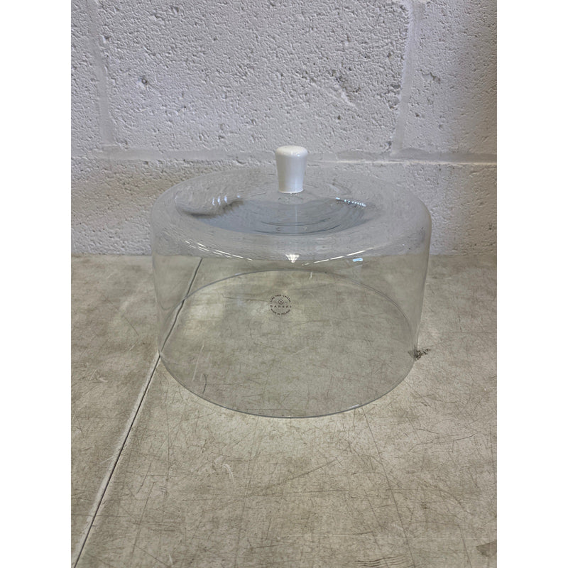 Barski Cake Dome Euorpean Quality Glass Large w Opal White Knob 11.5" Diameter