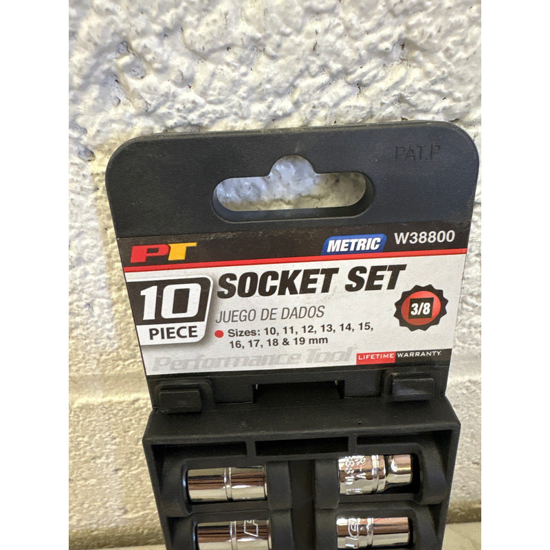 Performance Tool 10 Piece 3/8 in. Drive 12pt Metric Socket Set, 10mm to 19mm