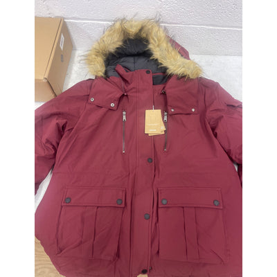 Wantdo Women's Winter Coat Warm Winter Jacket Hooded Puffer Parka Jacket 2X Red