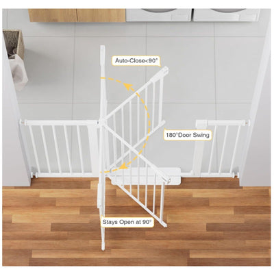 Cumbor 29.7-54.2" Wide Baby Gate Self Closing Dog Gate Pressure Mounted - White