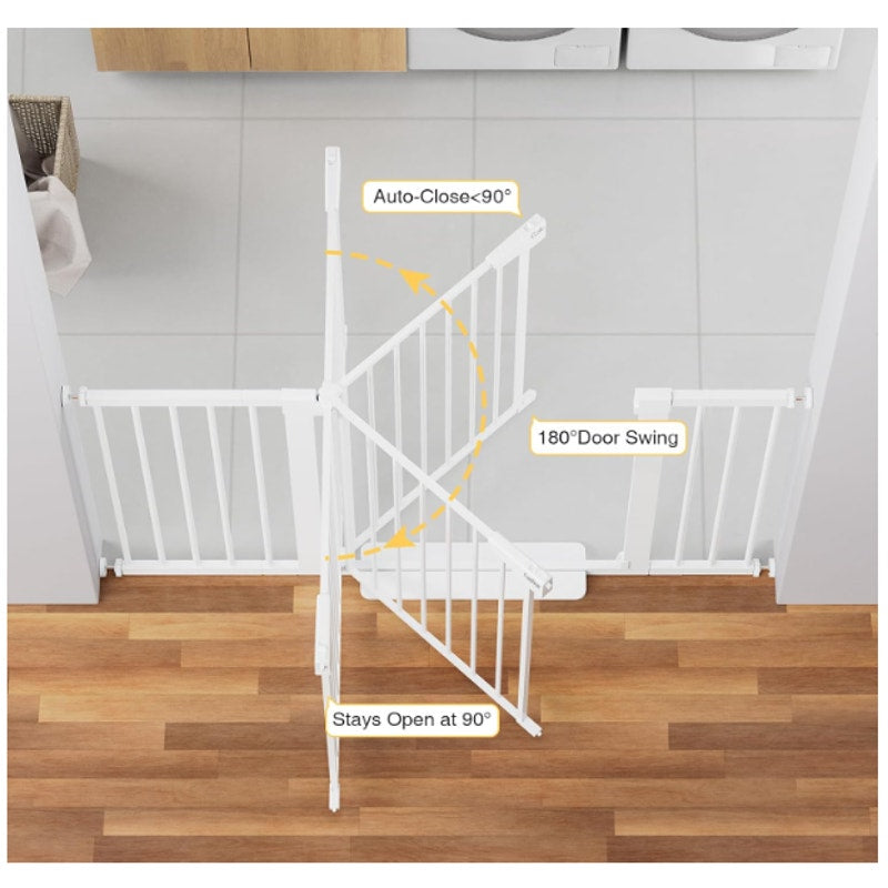 Cumbor 29.7-54.2" Wide Baby Gate Self Closing Dog Gate Pressure Mounted - White