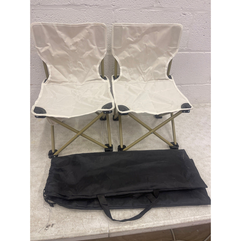 Set of 2- 21" Collapsible Kids Folding Chair 13" x 12" Seat w Carrying Case Tan