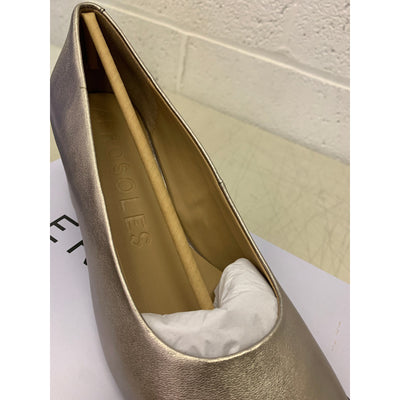 Aerosoles Shoes Ebel Comfortable Women's Mid Heel Pump Gold Leather Size 10.5