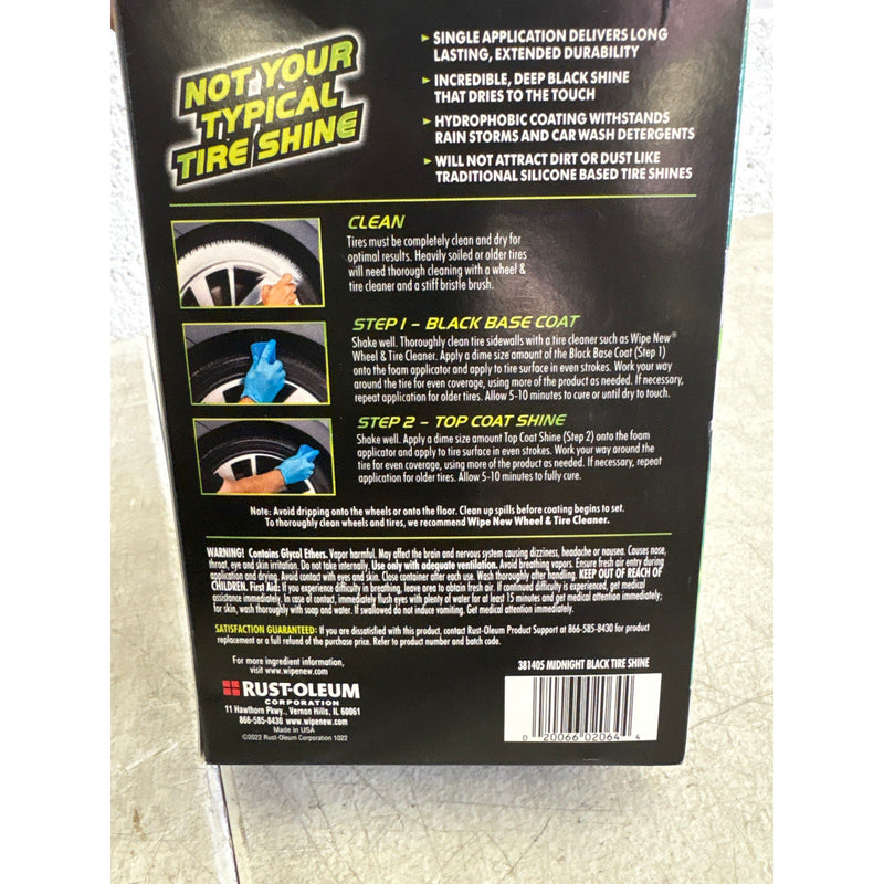 Wipe New Midnight Black Tire Shine Kit, Ultimate Tire Shine, Wet Look 8 Fl Oz