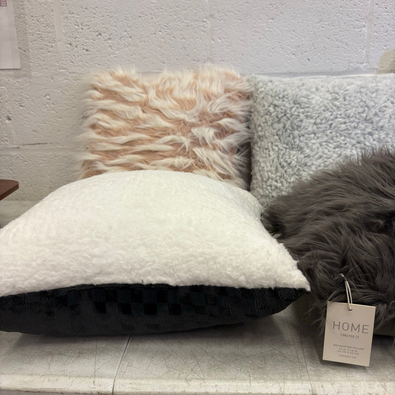 Mix-of-8 Decorative Square Pillows, Soft Fuzzy Couch Throw Pillows, Decorative