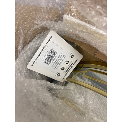 Glitzhome Rolling Kitchen Cart, Gold Metal Base w Glass Top 17" x 27" x 30"