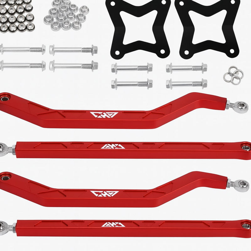 Aluminium Rear Radius Arms Rods For Polaris RZR XP 1000 Turbo 2014-2025 - Red