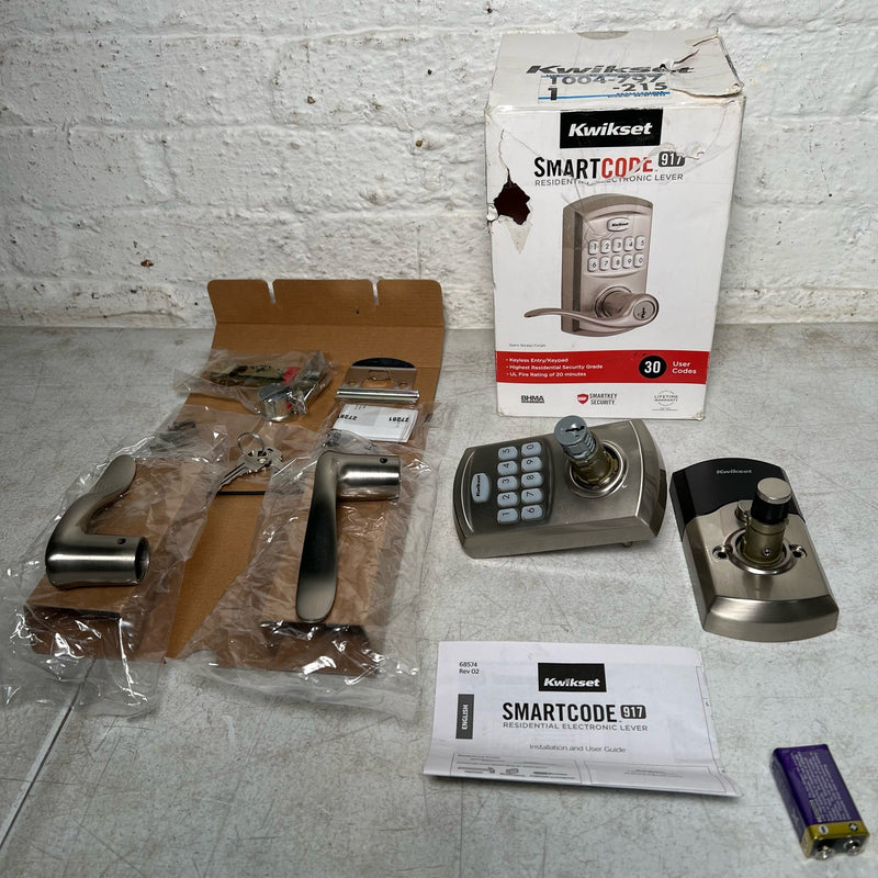 Kwikset 917 SmartCode Satin Nickel Keypad Electronic Single-Cylinder Door Lever