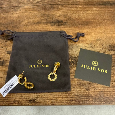 Julie Vos Odette Hoop & Charm Earring, 24K Gold Plated, Cubic Zirconia, Hoop