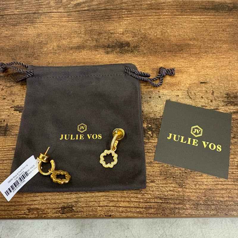 Julie Vos Odette Hoop & Charm Earring, 24K Gold Plated, Cubic Zirconia, Hoop