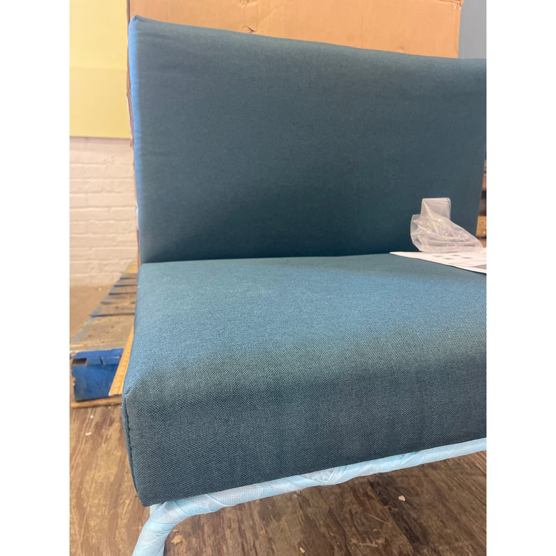 31 x 23 x 27 Inch Green Cushioned Modern Chairs with Black Metal Legs