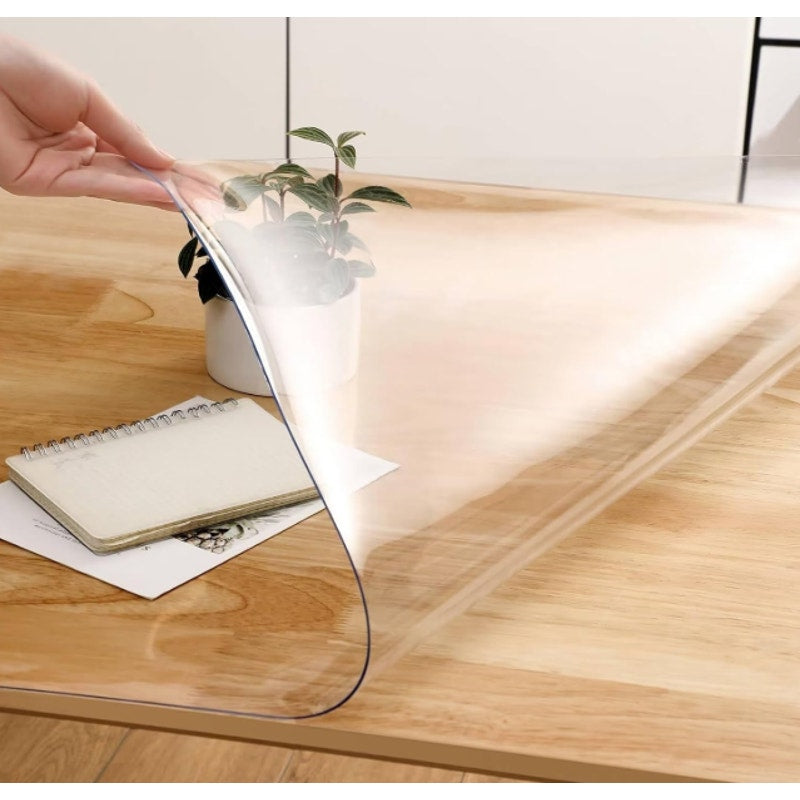 ZIJINJIAJU- 19x48 Inches Rectangle Clear Desk Mat Waterproof Plastic Table Cover