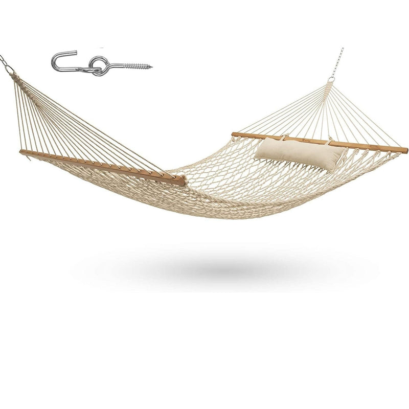 Y- STOP Hammocks, Traditional Cotton Rope Hammock for Two Person, Max 440 Lbs