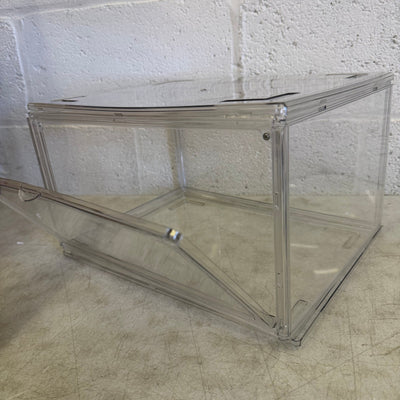 Set of 10 Stackable Shoe Boxes with Drop Front Door; Clear Plastic Display