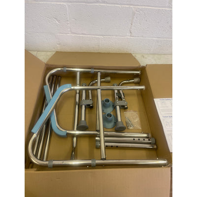 Toilet Safety Rail w Foot Rest Height Adjustable 400LB Steel Foldable & Portable