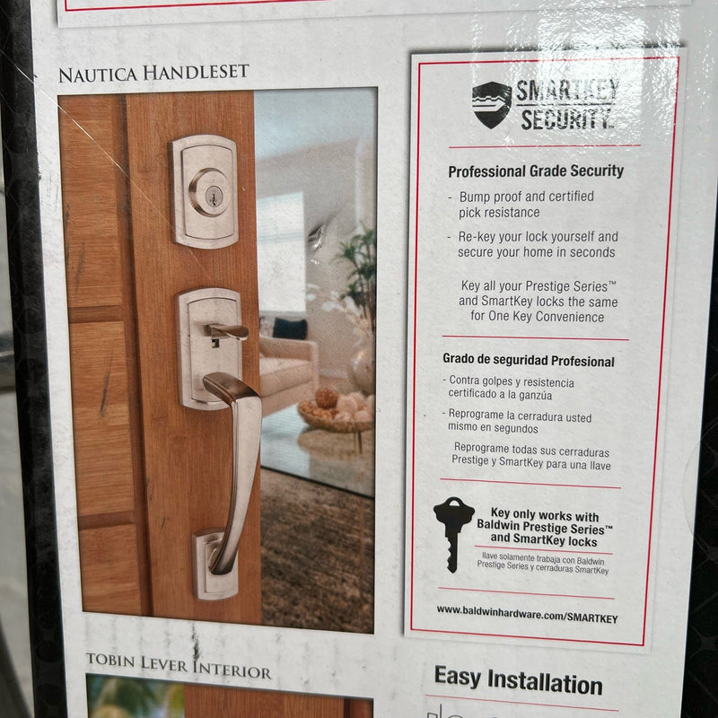 Baldwin Prestige Nautica Satin Nickel Door Handleset with Tobin Door Handle