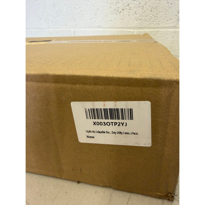 (2pk) Citylife 64L Collapsible Storage Bins with Lids, Heavy Duty Utility Crates