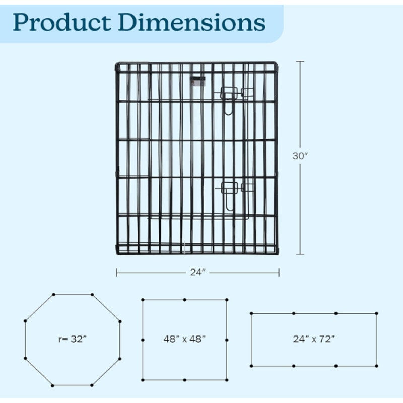 Dog Playpen with 8-Panels 24x30in Foldable Metal Exercise Puppy Play Pen