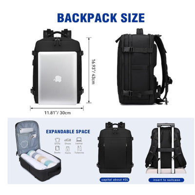 Jyvexius Laptop Backpack 40L Travel & Business 17" Water-Resistant - Black