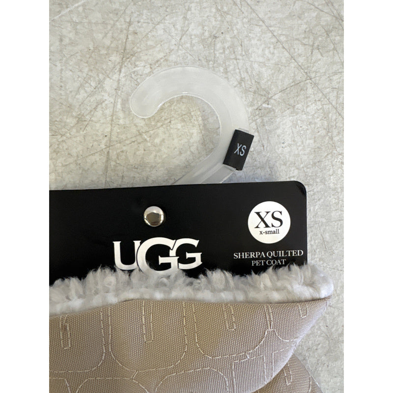 UGG Sherpa Quilted Pet Coat, Hook & Loop Straps, Soft & Cozy Tan Xtra Small Size