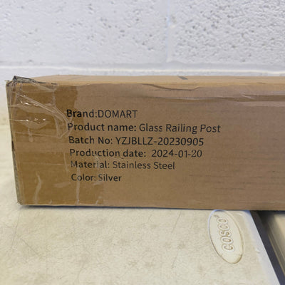 Domart Stainless Steel Square Glass Railing Post System with Clamp, 85cm, Black