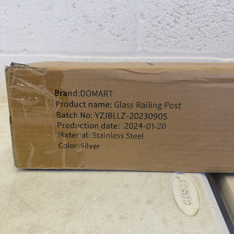 Domart Stainless Steel Square Glass Railing Post System with Clamp, 85cm, Black