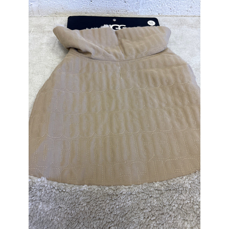 UGG Sherpa Quilted Pet Coat, Hook & Loop Straps, Soft & Cozy, Tan - XL Size