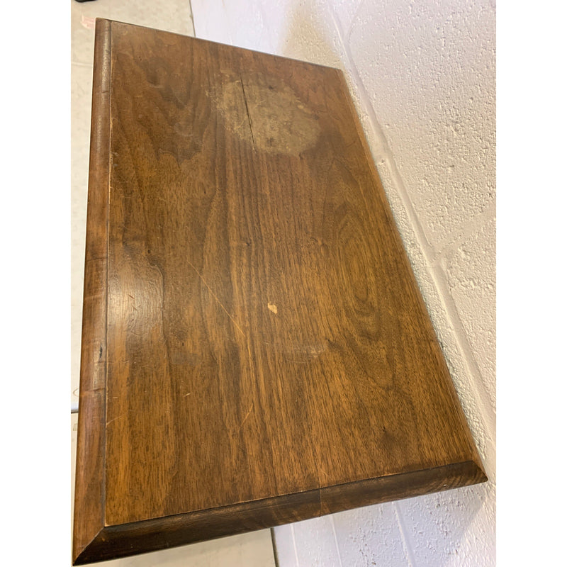 Vintage Wood Table, 24 x 14" Top, 29" H, Rustic Dark Brown Rustic Wood