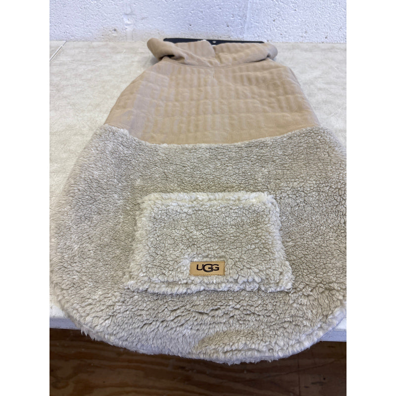 UGG Sherpa Quilted Pet Coat, Hook & Loop Straps, Soft & Cozy, Tan - XL Size