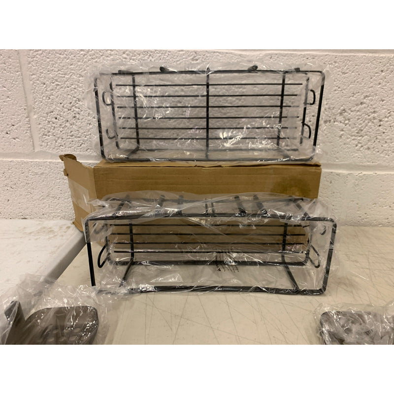 Hanging Shower Caddy Bathroom Organizer: Rustproof Shelf Racks and Hooks, BLACK