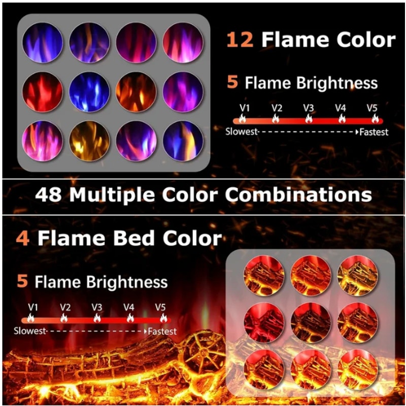 Waleaf 23-Inch Electric Fireplace Insert with LED Realistic Adjustable Flame
