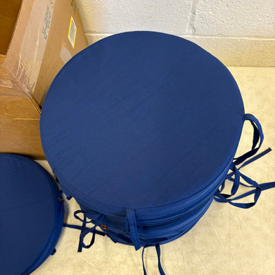 Set-of-6 idee-home Outdoor Bistro Chair Cushions, 15”x3” Thick, Round - Blue