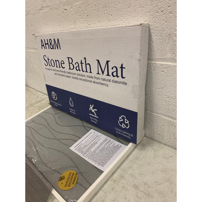 AH&M Stone Bath Mat, Aesthetic Design, 23.6" x15.3 Water Absorption, Light Gray