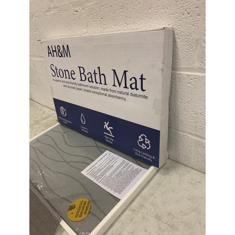 AH&M Stone Bath Mat, Aesthetic Design, 23.6" x15.3 Water Absorption, Light Gray