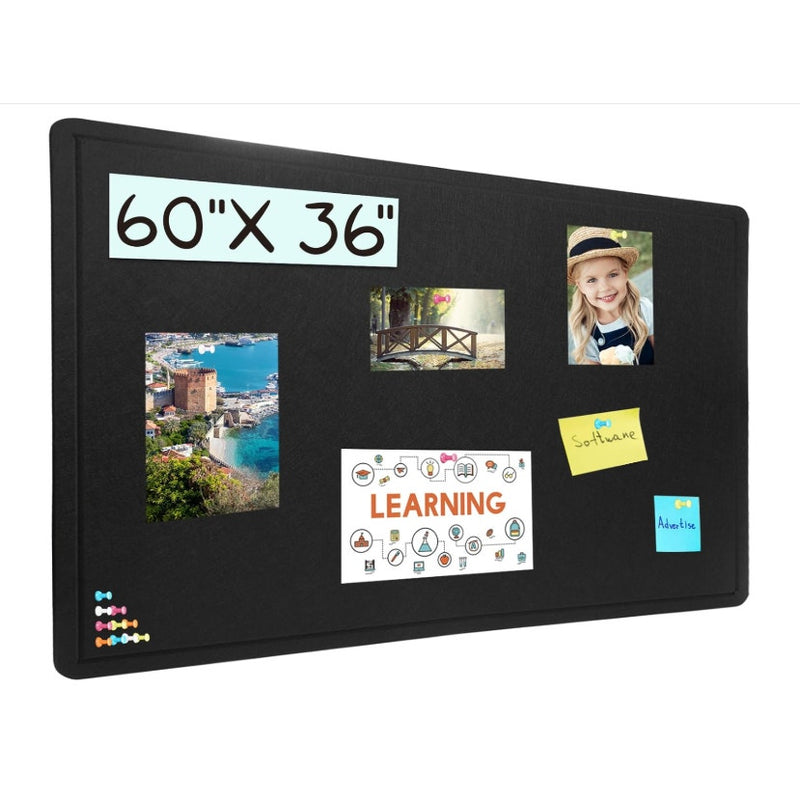 Large Bulletin Board 60"X36" Decorative Felt Pin Board, Foldable w Push Pins