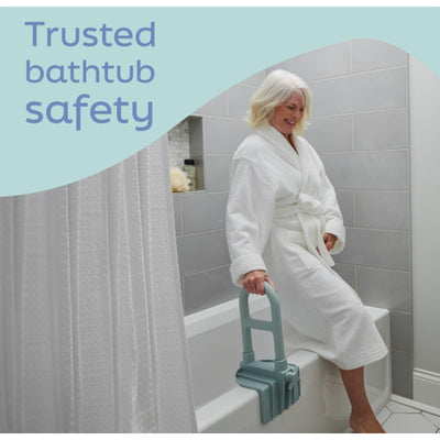 Medline Bathtub Grab Bar Microban – Bathroom Wall Support Handle, Non-Slip GRAY