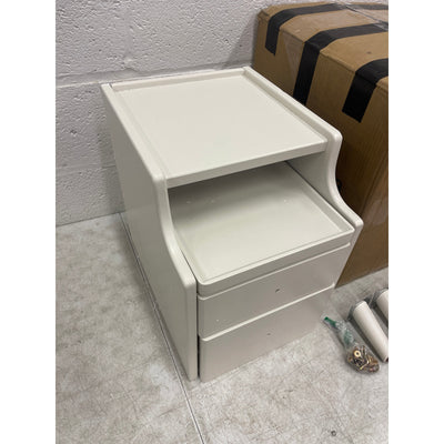 KASLANDI Solid Wood Nightstand with Legs, 2 Drawers & 2 Tier Shelf - Beige READ