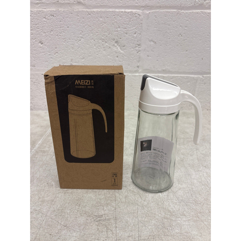 MEIZI Oil & Vinegar Dispenser 630 ml - Automatically Opens When Tilted - White