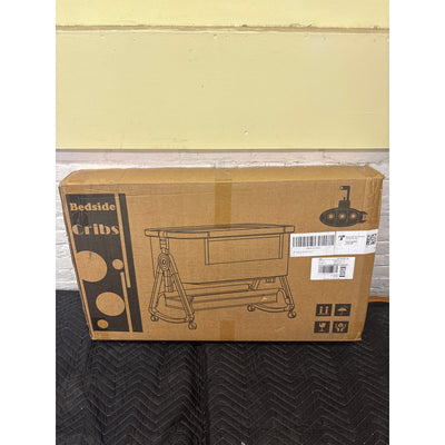 Bedside Baby Bassinet, 4 in 1 Portable Bassinet w Wheels, Adjustable Height Grey