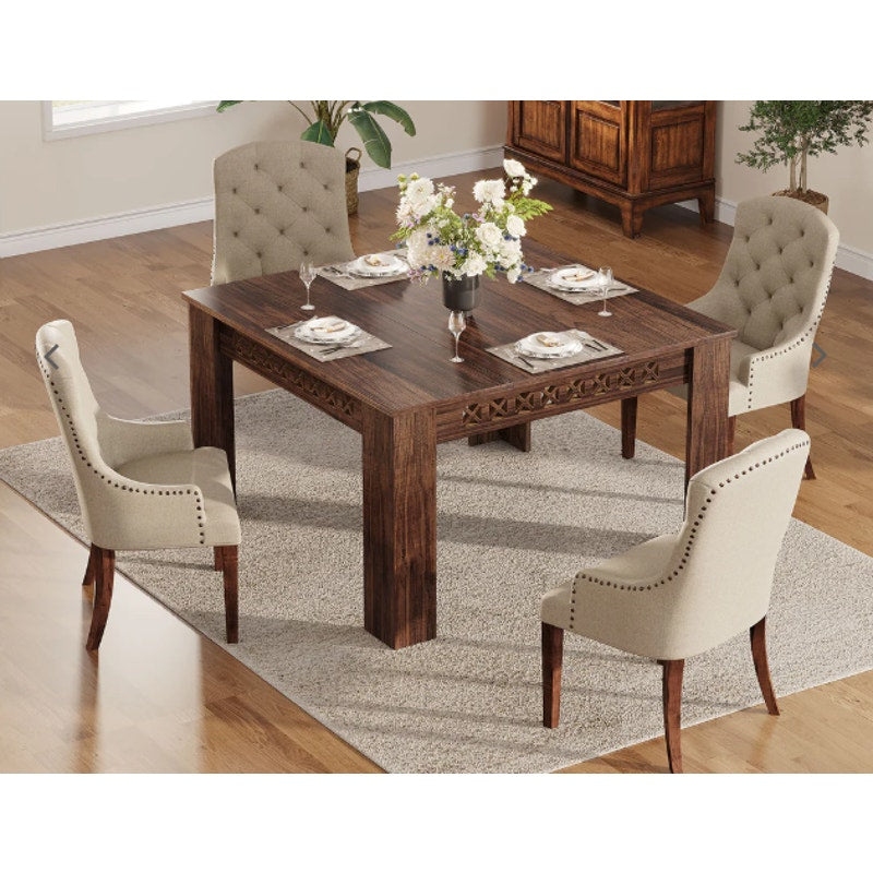 Tribesigns 43" Conference Table, Wood Square Meeting Table Dining Table - Brown