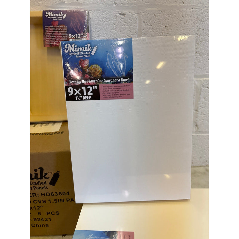 Pack-of-6 Mimik Recycled PET Cradled Canvas 1.5" Deep 9x12" Medium-Textured