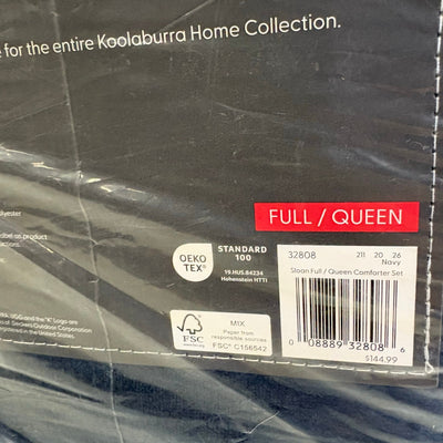 UGG Sloan Queen Comforter Set w 2 Shams, Soft Bedding Reversible - Navy Blue