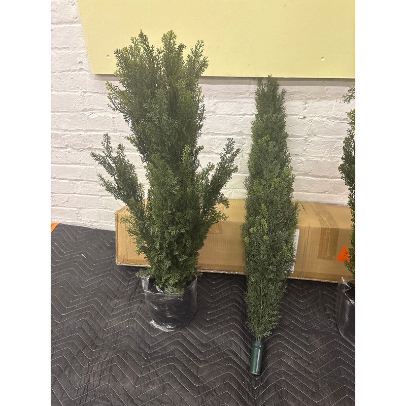 Tresil Two-Pack 4-Feet Artificial Cedar Tree with Pot, Home Decor, Plants, Green