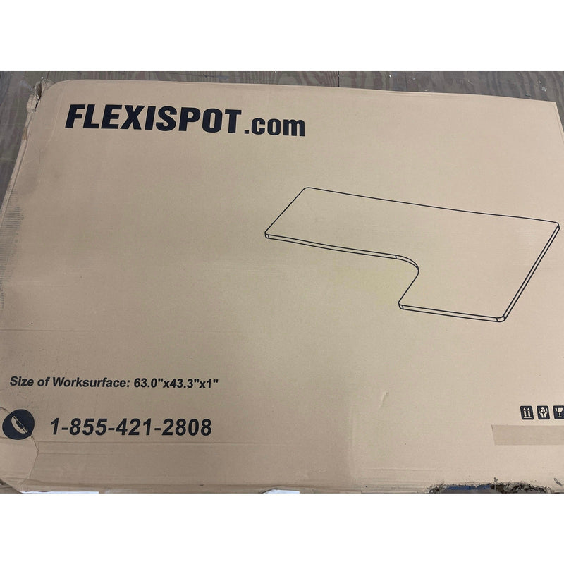 Flexispot Desk Top Only No Frame, L-shaped 1-Piece, 63" x 43" x 1" Brown