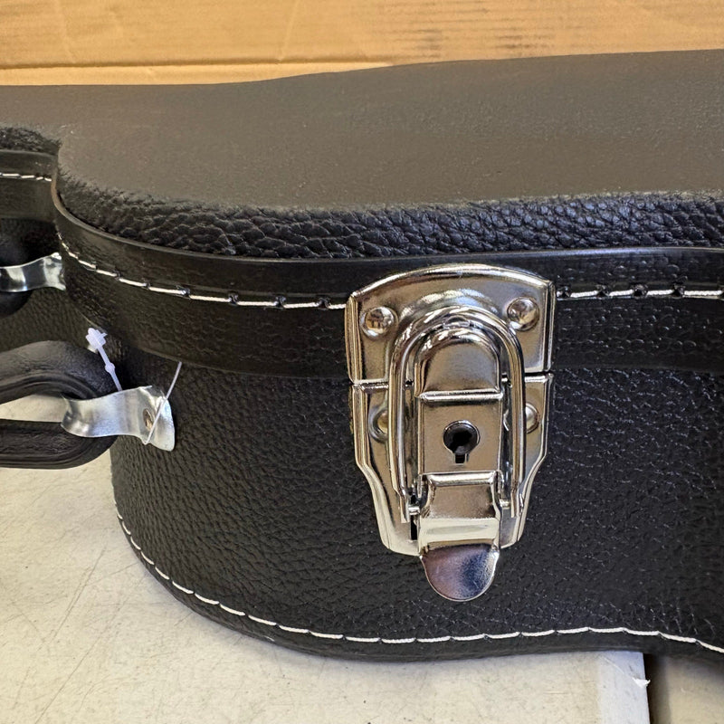 Glarry High-End Fine-Grain PU Leather Hard Guitar Case with Key Lock - Black