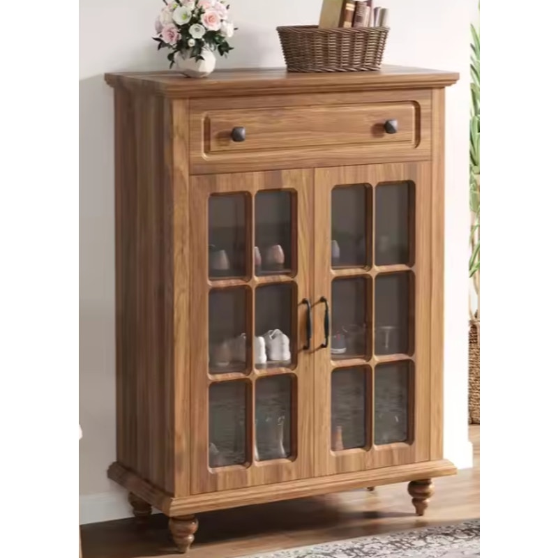 Tribesigns Shoe Storage Wooden Farmhouse Cabinet, 2 Door, 3 Shelf, 1 Drawer