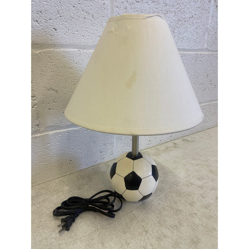 16" Soccer Ball Lamp Base with White Shade, Corded Electric. SEE DETAILS