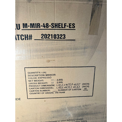 Gloria Rectangle Mirror with Shelf 47 in. W x 31 in. H, Black, Wood, Wall Mount