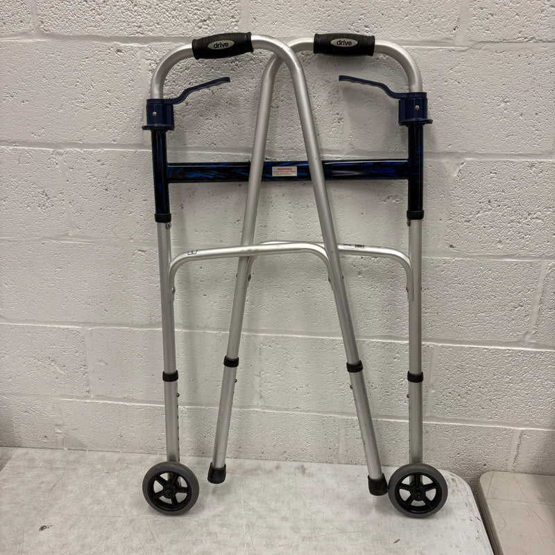 Drive Medical Trigger Release Folding Walker, Brushed Steel, 2 Wheels, 10226-1